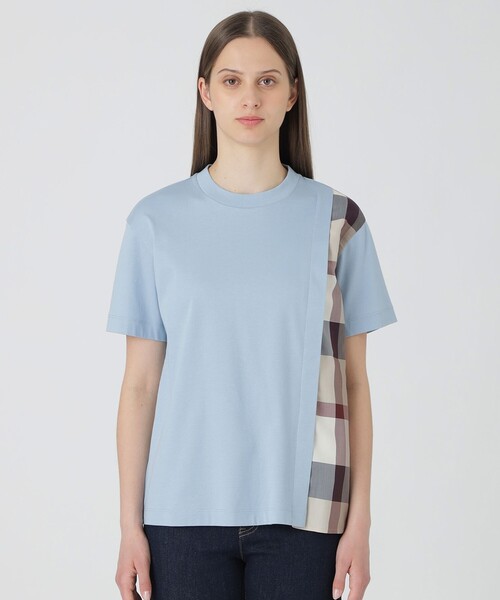 BLUE LABEL CRESTBRIDGE(ブルーレーベルクレストブリッジ)の「【一部店舗限定】コンパクトスムースパーシャルチェックTシャツ(Tシャツ/カットソー・レディース・ブラック/オフホワイト/ブルー・40/38)」の15枚目の写真