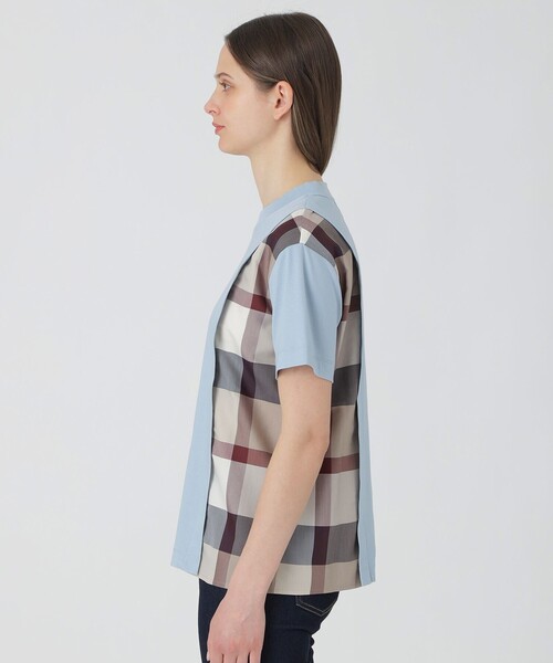 BLUE LABEL CRESTBRIDGE(ブルーレーベルクレストブリッジ)の「【一部店舗限定】コンパクトスムースパーシャルチェックTシャツ(Tシャツ/カットソー・レディース・ブラック/オフホワイト/ブルー・40/38)」の16枚目の写真