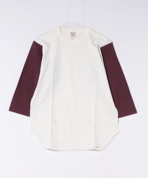 TONE SELECT WEAR（トーンセレクトウェア）の「CROSS&STITCH(クロスアンドステッチ) 6.2oz ヘヴィーウェイト 3/4スリーブ ベースボールTシャツ メンズ (OE1230)【3/4スリーブベースボール】（Tシャツ/カットソー・メンズ・アイボリー/バーガンディー/ブルー系その他/グリーン系その他/スミクロ/ブラック系その他/ブルー/グレー・MEDIUM/SMALL/X-LARGE/LARGE）」の8枚目の写真
