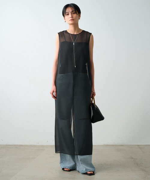 LOUNGEDRESS(ラウンジドレス)の「【JAPAN MADE】シアーノースリワンピース(ワンピース・レディース・ブラウン/ブラック・FREE)」の3枚目の写真