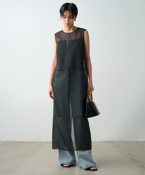 LOUNGEDRESS(ラウンジドレス)の「【JAPAN MADE】シアーノースリワンピース(ワンピース・レディース・ブラウン/ブラック・FREE)」の4枚目の写真