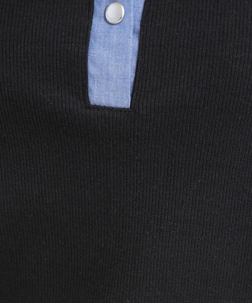 SHOO・LA・RUE（シューラルー）の「【洗濯機可/S-LL】シャツレイヤード風 テレコポロトップス（Tシャツ/カットソー・レディース・ブラック/グレー・04/03/02/01）」の10枚目の写真
