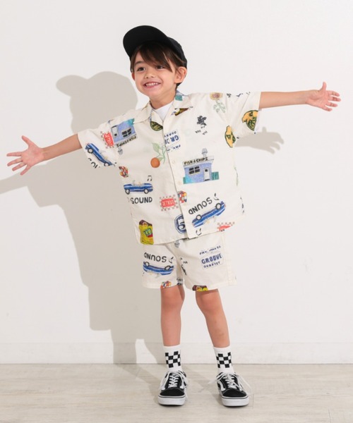 Ocean&Ground(オーシャン&グラウンド)の「ペイントアート開襟シャツ(シャツ/ブラウス・キッズ・アイボリー/チャコール・140/130/120/110/100/90)」の6枚目の写真