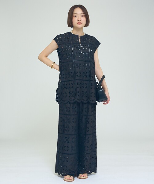 qualite（カリテ）の「【セットアップ対応】エンブロイダリーノースリーブブラウス　春服　夏服（シャツ/ブラウス・レディース・ブラック・フリー）」の13枚目の写真