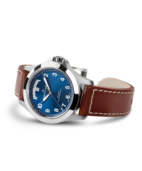 HAMILTON（ハミルトン）の「HAMILTON [ハミルトン] 腕時計 Khaki Field （カーキ フィールド） King キング 40MM ブルー×ブラウン（アナログ腕時計・メンズ・ブルー・FREE）」の5枚目の写真