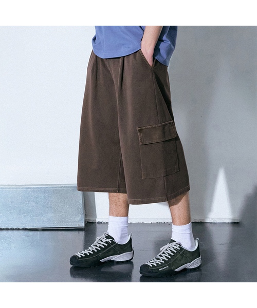 GAKKAI UNIONS(ガッカイユニオンズ)の「ワンタック8部ピグメントバミューダカーゴパンツブラウン(その他パンツ・メンズ・その他・SMALL/MEDIUM/LARGE/X-LARGE)」の1枚目の写真