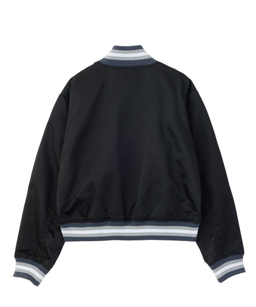 X-girl(エックスガール)の「LOGO AND NUMBER VARSITY JACKET(ナイロンジャケット・レディース・ブラック/ブラウン・S/M)」の10枚目の写真