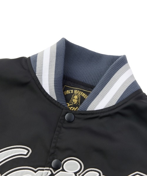 X-girl(エックスガール)の「LOGO AND NUMBER VARSITY JACKET(ナイロンジャケット・レディース・ブラック/ブラウン・S/M)」の11枚目の写真