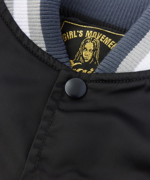 X-girl(エックスガール)の「LOGO AND NUMBER VARSITY JACKET(ナイロンジャケット・レディース・ブラック/ブラウン・S/M)」の12枚目の写真