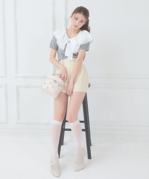 MAJESTIC LEGON(マジェスティックレゴン)の「ビッグカラーリボンニット(ニット/セーター・レディース・ホワイト系その他2/ブラック/グレー系その他・MEDIUM)」の11枚目の写真
