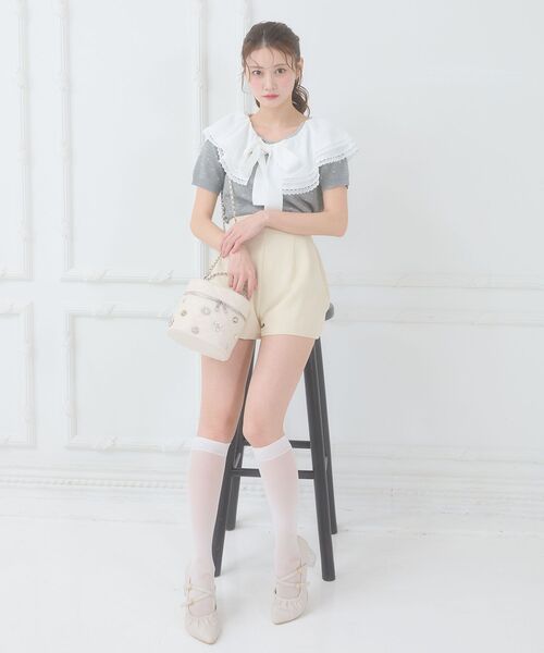 MAJESTIC LEGON(マジェスティックレゴン)の「ビッグカラーリボンニット(ニット/セーター・レディース・ホワイト系その他2/ブラック/グレー系その他・MEDIUM)」の12枚目の写真