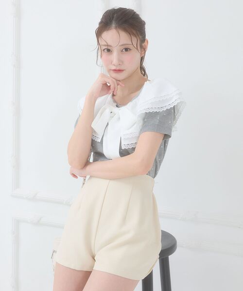 MAJESTIC LEGON(マジェスティックレゴン)の「ビッグカラーリボンニット(ニット/セーター・レディース・ホワイト系その他2/ブラック/グレー系その他・MEDIUM)」の15枚目の写真