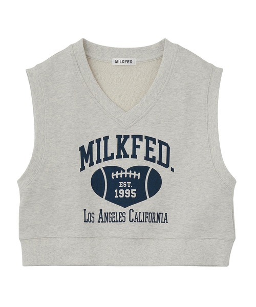 MILKFED.(ミルクフェド)の「COLLEGE LOGO V-NECK SWEAT VEST(ベスト・レディース・ブラウン/ネイビー/オートミール・ONE SIZE)」の7枚目の写真