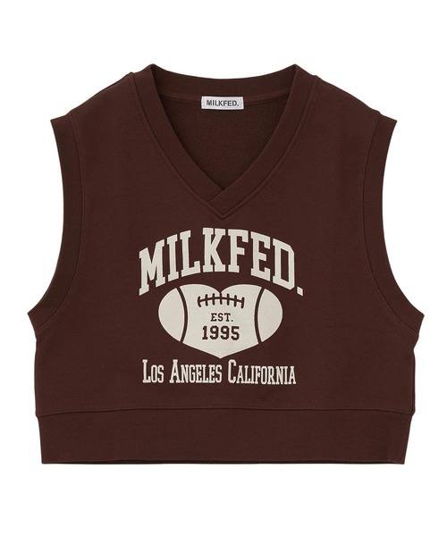 MILKFED.(ミルクフェド)の「COLLEGE LOGO V-NECK SWEAT VEST(ベスト・レディース・ブラウン/ネイビー/オートミール・ONE SIZE)」の9枚目の写真