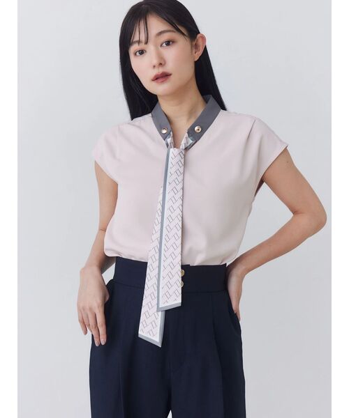 TONAL(トーナル)の「スカーフタイドッキングノースリブラウス(シャツ/ブラウス・レディース・ベージュ/ネイビー/オフホワイト/ピンク・MEDIUM)」の20枚目の写真