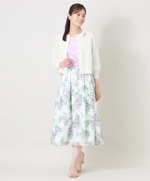 TO BE CHIC(トゥー ビー シック)の「シアーギャザースリーブ カットソー(Tシャツ/カットソー・レディース・オフホワイト/パープル系その他4/ブラック・40/42)」の7枚目の写真