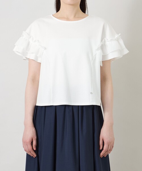 TO BE CHIC(トゥー ビー シック)の「シアーギャザースリーブ カットソー(Tシャツ/カットソー・レディース・オフホワイト/パープル系その他4/ブラック・40/42)」の8枚目の写真