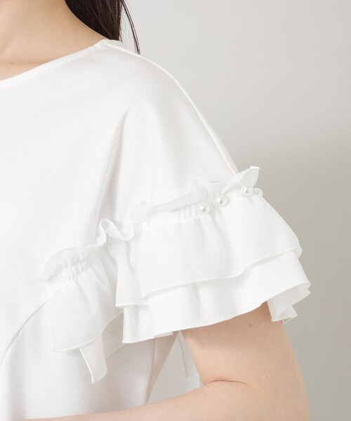 TO BE CHIC(トゥー ビー シック)の「シアーギャザースリーブ カットソー(Tシャツ/カットソー・レディース・オフホワイト/パープル系その他4/ブラック・40/42)」の11枚目の写真