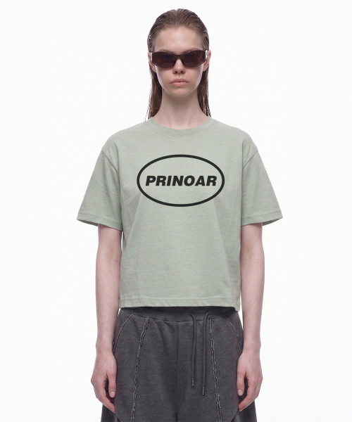PRINOAR(プリノア)の「サークルロゴセミクロップ半袖Tシャツ - メドウミスト(Tシャツ/カットソー・レディース・グリーン系その他・SMALL/MEDIUM/LARGE)」の4枚目の写真