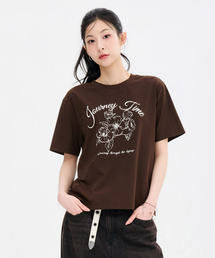 レディース クールフラワーグラフィック 半袖Tシャツ-FCRG5872E08