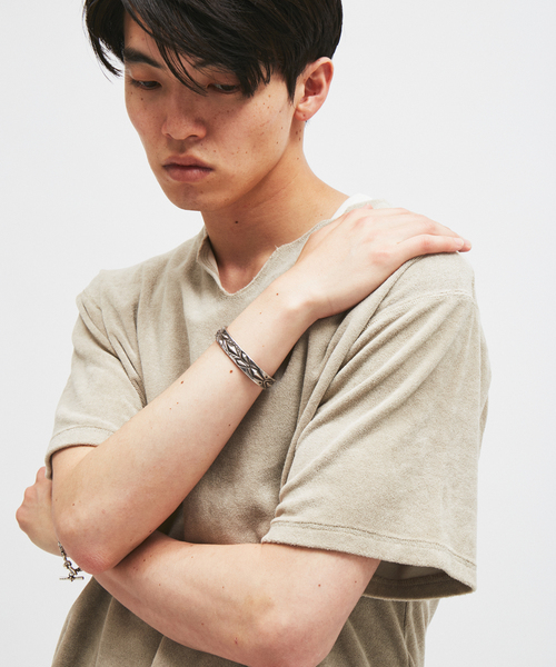 JOURNAL STANDARD（ジャーナルスタンダード）の「パイル キーネック Tシャツ（Tシャツ/カットソー・メンズ・ブラック系その他/ホワイト×ホワイト/ベージュ/オレンジ・MEDIUM/LARGE）」の10枚目の写真