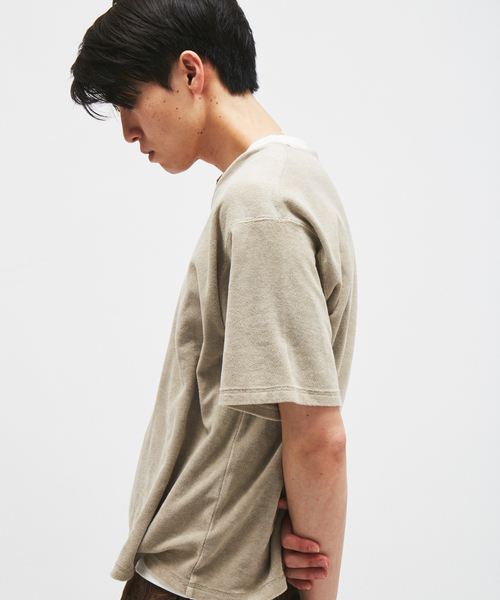 JOURNAL STANDARD（ジャーナルスタンダード）の「パイル キーネック Tシャツ（Tシャツ/カットソー・メンズ・ブラック系その他/ホワイト×ホワイト/ベージュ/オレンジ・MEDIUM/LARGE）」の12枚目の写真