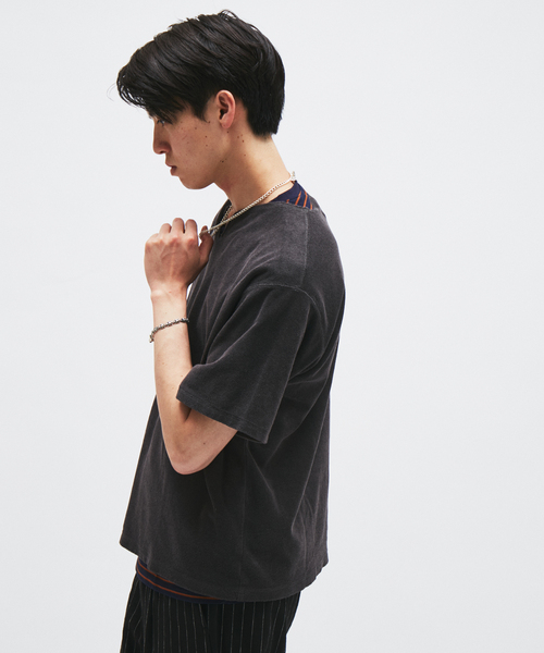 JOURNAL STANDARD（ジャーナルスタンダード）の「パイル キーネック Tシャツ（Tシャツ/カットソー・メンズ・ブラック系その他/ホワイト×ホワイト/ベージュ/オレンジ・MEDIUM/LARGE）」の22枚目の写真