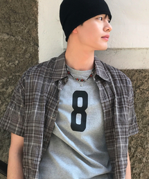 ヴィンテージナンバープリンティングTシャツ[グレー]