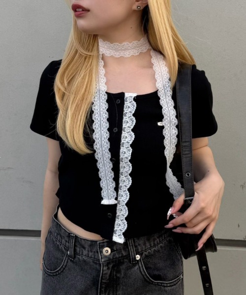 continuer de NICE CLAUP(コンティニューデナイスクラップ)の「裾ドロストレーストップス(Tシャツ/カットソー・レディース・その他11/ドット/ブラック/その他12・FREE)」の2枚目の写真