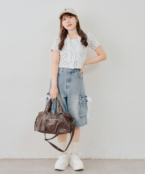 continuer de NICE CLAUP(コンティニューデナイスクラップ)の「裾ドロストレーストップス(Tシャツ/カットソー・レディース・その他11/ドット/ブラック/その他12・FREE)」の6枚目の写真
