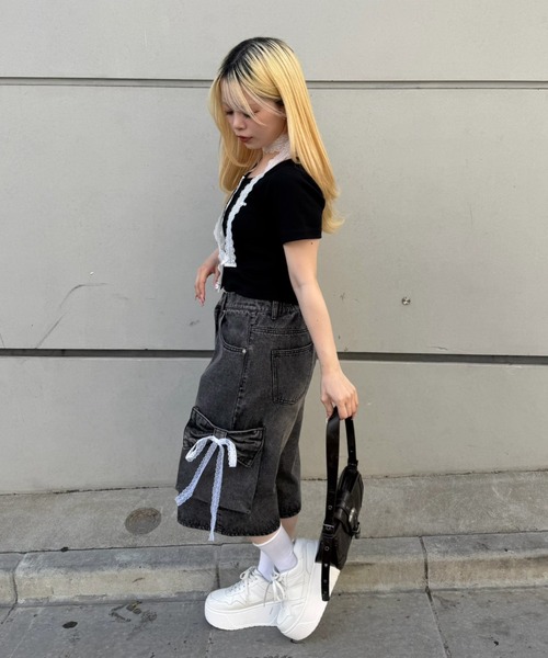 continuer de NICE CLAUP(コンティニューデナイスクラップ)の「裾ドロストレーストップス(Tシャツ/カットソー・レディース・その他11/ドット/ブラック/その他12・FREE)」の19枚目の写真