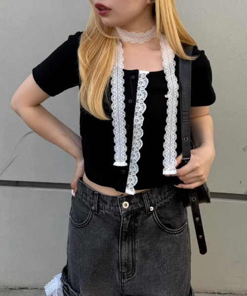 continuer de NICE CLAUP(コンティニューデナイスクラップ)の「裾ドロストレーストップス(Tシャツ/カットソー・レディース・その他11/ドット/ブラック/その他12・FREE)」の18枚目の写真