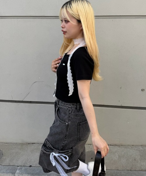 continuer de NICE CLAUP(コンティニューデナイスクラップ)の「裾ドロストレーストップス(Tシャツ/カットソー・レディース・その他11/ドット/ブラック/その他12・FREE)」の22枚目の写真