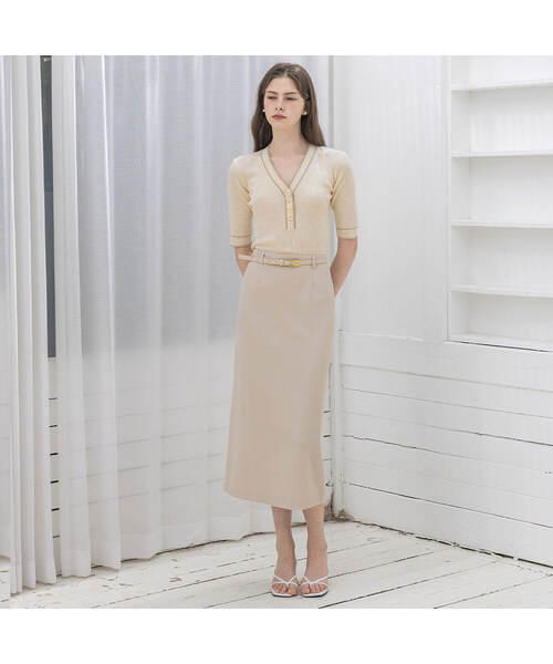 LAUTREDE MIN（ロートルドミン）の「Pencil Long Ivory Skirt（スカート・レディース・アイボリー/ベージュ・X-SMALL/SMALL/MEDIUM）」の2枚目の写真