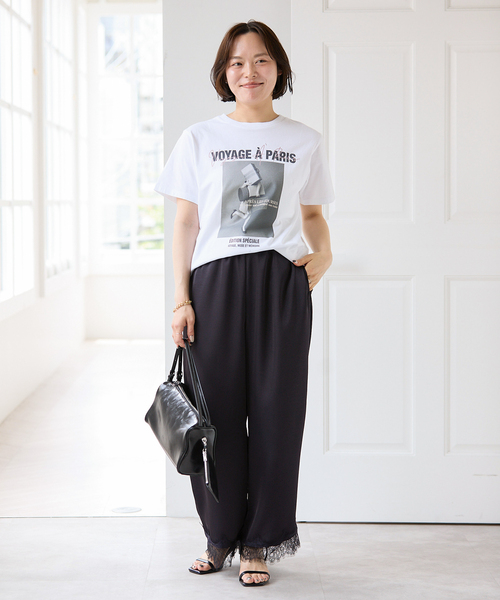 U by SPICK&SPAN(ユーバイスピックアンドスパン)の「レースヘムイージーパンツ(スラックス・レディース・ブラック/ホワイト・FREE)」の18枚目の写真