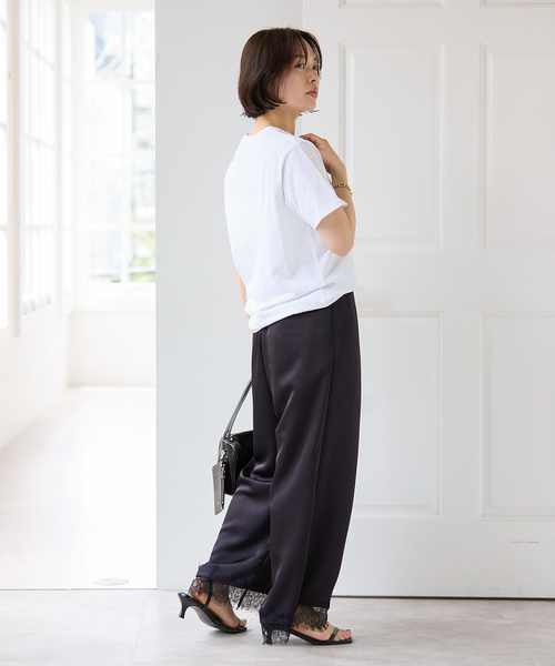 U by SPICK&SPAN(ユーバイスピックアンドスパン)の「レースヘムイージーパンツ(スラックス・レディース・ブラック/ホワイト・FREE)」の22枚目の写真