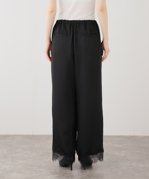 U by SPICK&SPAN(ユーバイスピックアンドスパン)の「レースヘムイージーパンツ(スラックス・レディース・ブラック/ホワイト・FREE)」の12枚目の写真