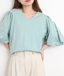 コットンパフスリーブTシャツ 半端袖