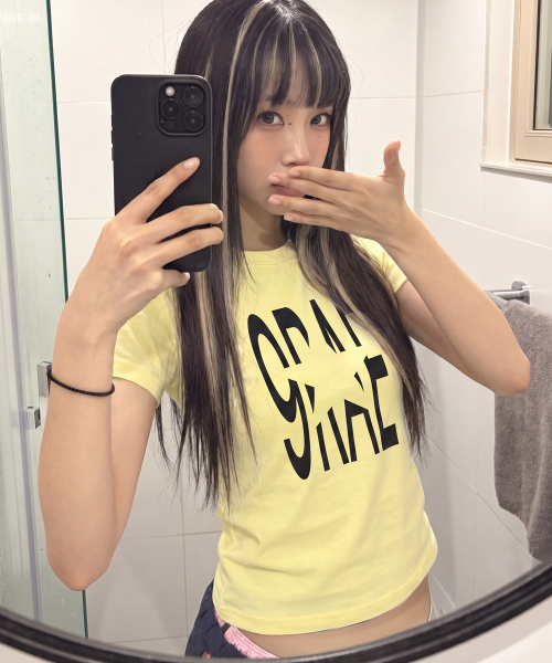 GRAVER（グレーバー）の「[ユニセックス]9RAE STAR 半袖Tシャツ_4カラー（Tシャツ/カットソー・レディース・イエロー/ホワイト/ホワイト×ピンク/スカイブルー/ライム/ブラック・X-SMALL/SMALL/MEDIUM/LARGE）」の9枚目の写真