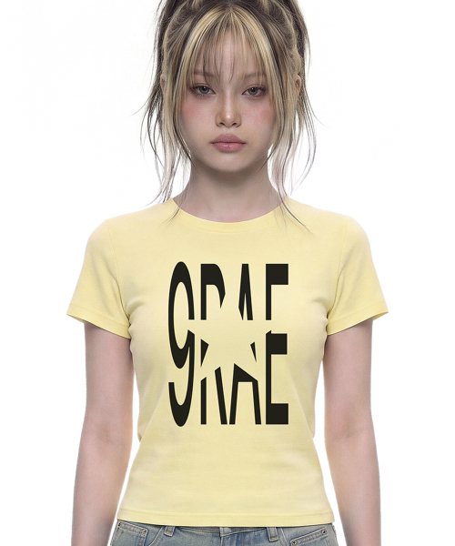 GRAVER（グレーバー）の「[ユニセックス]9RAE STAR 半袖Tシャツ_4カラー（Tシャツ/カットソー・レディース・イエロー/ホワイト/ホワイト×ピンク/スカイブルー/ライム/ブラック・X-SMALL/SMALL/MEDIUM/LARGE）」の12枚目の写真