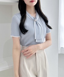 【WEB限定】ボウタイ半袖ニット