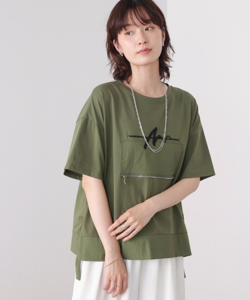 Bou Jeloud(ブージュルード)の「刺繍アンダーファスナーTシャツ(Tシャツ/カットソー・レディース・ブラック/オフホワイト/カーキ・FREE)」の21枚目の写真