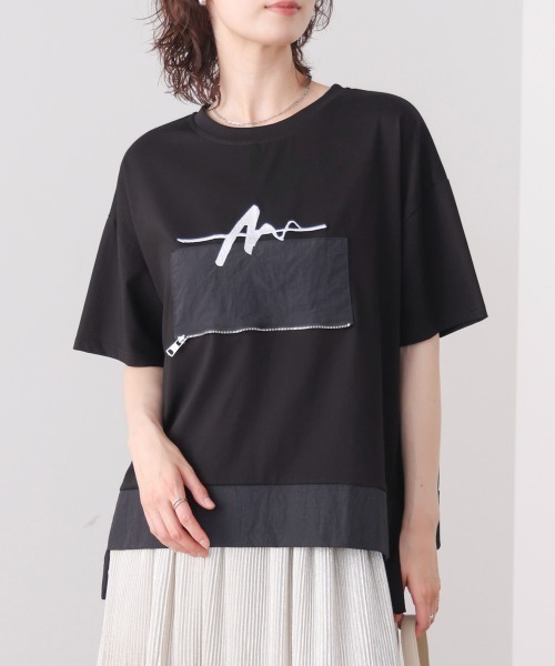 Bou Jeloud(ブージュルード)の「刺繍アンダーファスナーTシャツ(Tシャツ/カットソー・レディース・ブラック/オフホワイト/カーキ・FREE)」の15枚目の写真