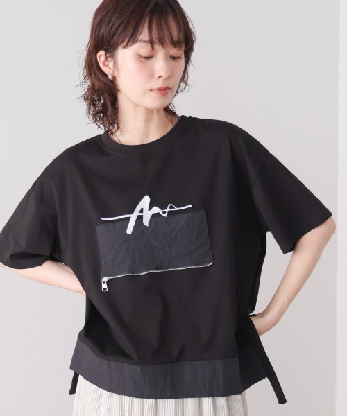 Bou Jeloud(ブージュルード)の「刺繍アンダーファスナーTシャツ(Tシャツ/カットソー・レディース・ブラック/オフホワイト/カーキ・FREE)」の11枚目の写真