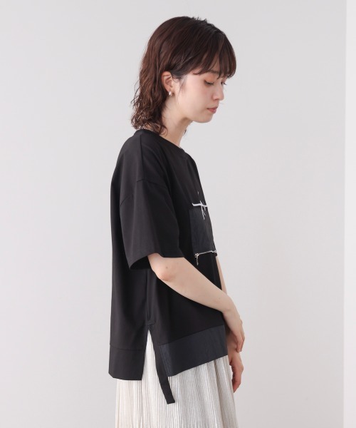Bou Jeloud(ブージュルード)の「刺繍アンダーファスナーTシャツ(Tシャツ/カットソー・レディース・ブラック/オフホワイト/カーキ・FREE)」の9枚目の写真