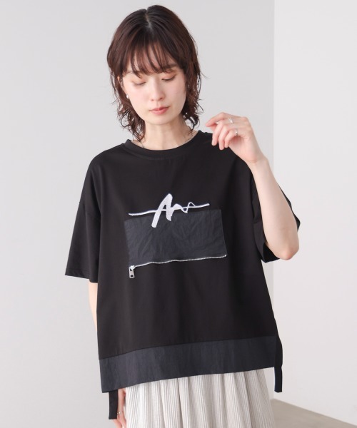 Bou Jeloud(ブージュルード)の「刺繍アンダーファスナーTシャツ(Tシャツ/カットソー・レディース・ブラック/オフホワイト/カーキ・FREE)」の8枚目の写真