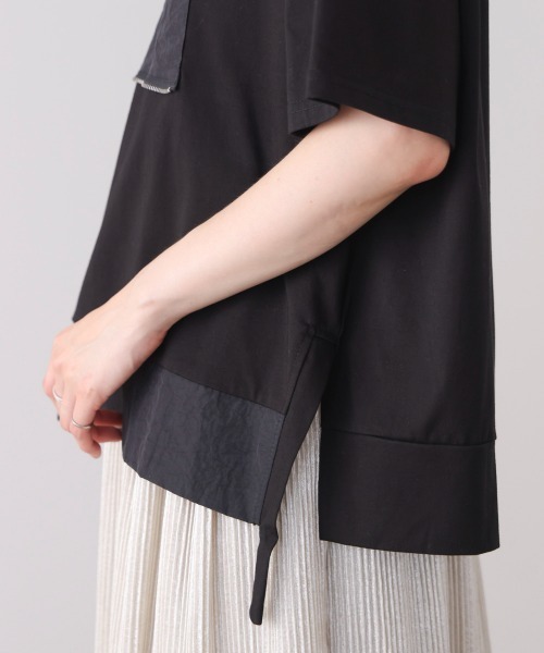 Bou Jeloud(ブージュルード)の「刺繍アンダーファスナーTシャツ(Tシャツ/カットソー・レディース・ブラック/オフホワイト/カーキ・FREE)」の4枚目の写真