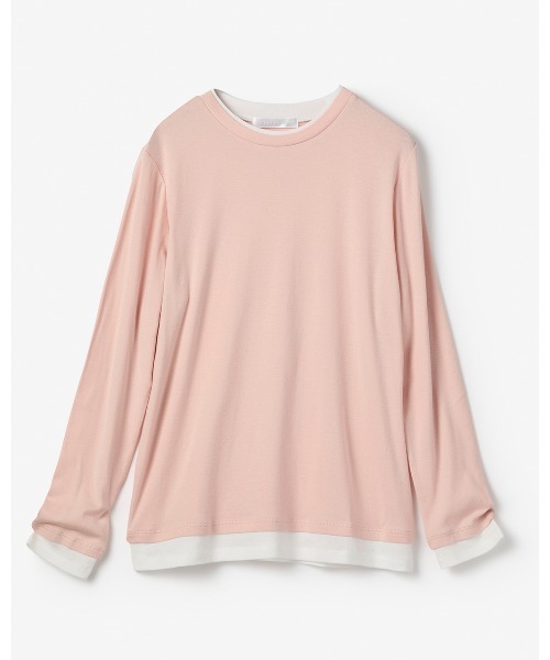 DoCLASSE( ドゥクラッセ)の「コットンガーゼ・配色クルーネック/長袖(Tシャツ/カットソー・レディース・チャコール/カーキ/ライトグレー/ピーコックグリーン系/ブルーグレー/ライトピンク/グレー・L/M/S)」の9枚目の写真