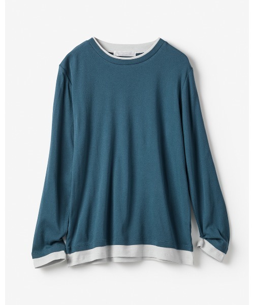DoCLASSE( ドゥクラッセ)の「コットンガーゼ・配色クルーネック/長袖(Tシャツ/カットソー・レディース・チャコール/カーキ/ライトグレー/ピーコックグリーン系/ブルーグレー/ライトピンク/グレー・L/M/S)」の11枚目の写真