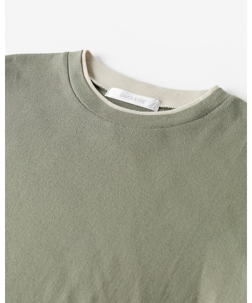 DoCLASSE( ドゥクラッセ)の「コットンガーゼ・配色クルーネック/長袖(Tシャツ/カットソー・レディース・チャコール/カーキ/ライトグレー/ピーコックグリーン系/ブルーグレー/ライトピンク/グレー・L/M/S)」の18枚目の写真